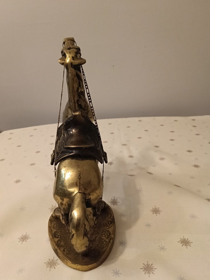 Antika büyük boy Pirinç Eğerli At - Görsel 4