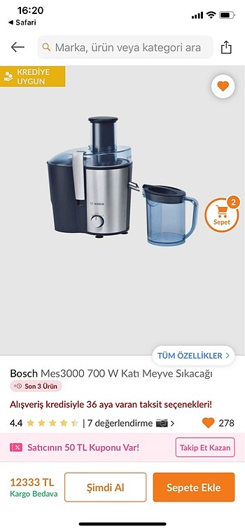 Bosch mes3000 katı meyve sıkacağı