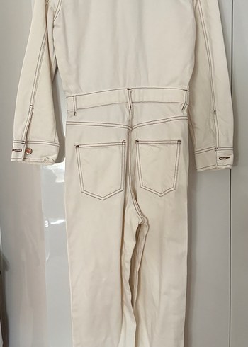 Zara Zara Beyaz Kadın Denim Tulum