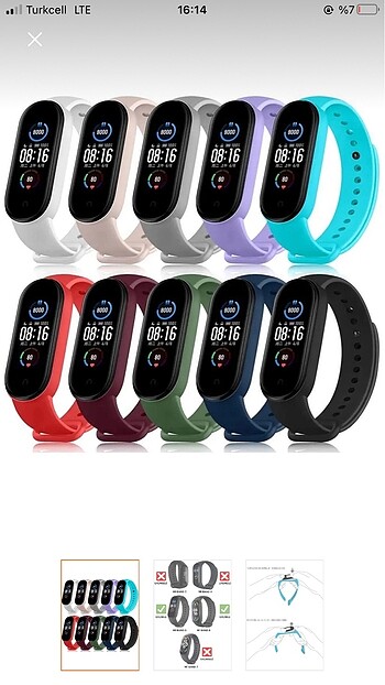 Xiaomi Mi band 5/6 uyumlu 10 lu kordon sıfır + şarjı