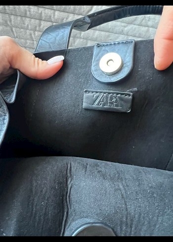 Siyah Deri Fermuarlı Kadın El Çantası - Görsel 2