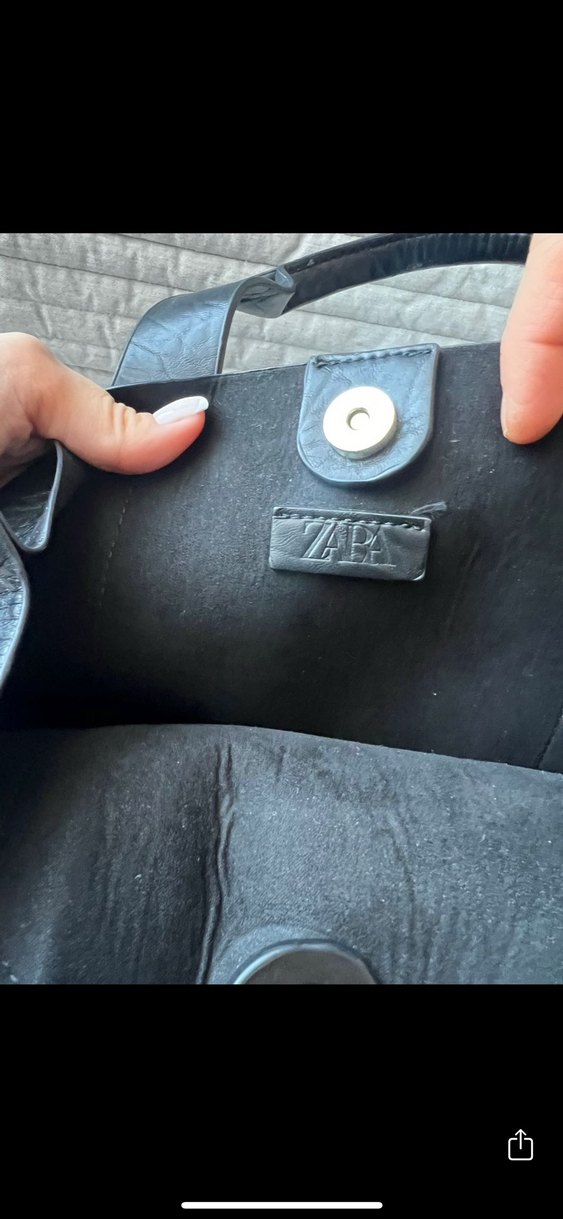 Siyah Deri Fermuarlı Kadın El Çantası - Görsel 2