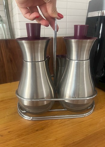 Mor Kapaklı Paslanmaz Çelik Baharat Seti - Görsel 2