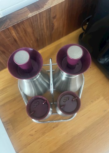 Mor Kapaklı Paslanmaz Çelik Baharat Seti - Görsel 3