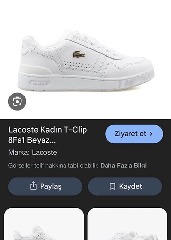 Beyaz Lacoste Kadın Spor Ayakkabı orijinal - Görsel 8