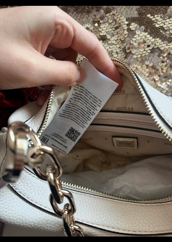 Guess Zincir Detaylı Bej Deri Kadın Çanta - Görsel 4