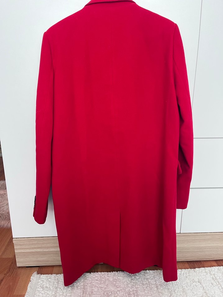 Çift düğmeli kırmızı kaban - Görsel 5