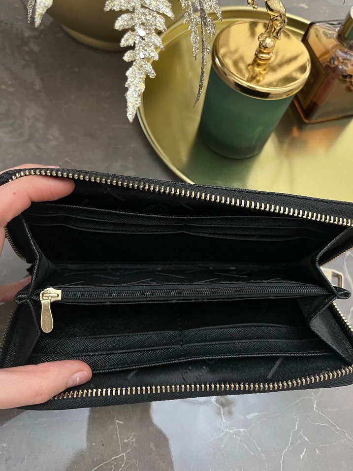 Siyah Deri Kadın Fermuarlı Cüzdan - Görsel 4