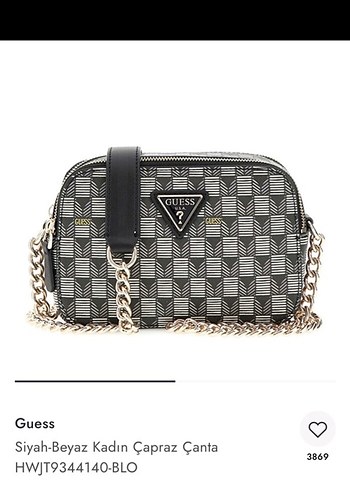 Guess Zincir Detaylı Kadın Siyah Çapraz Çanta