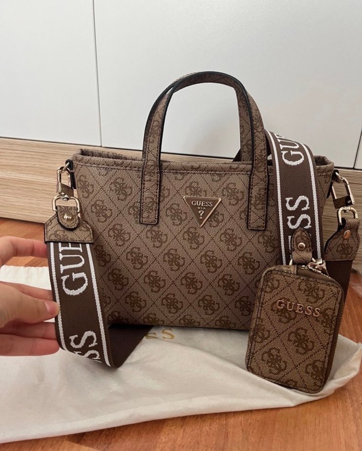 Guess Kadın Kahverengi Deri Baskılı Omuz Çantası - Görsel 5