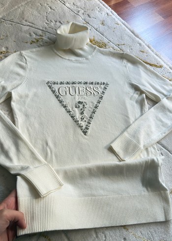 Beyaz GUESS Payetli Nakışlı Sweatshirt - Görsel 3