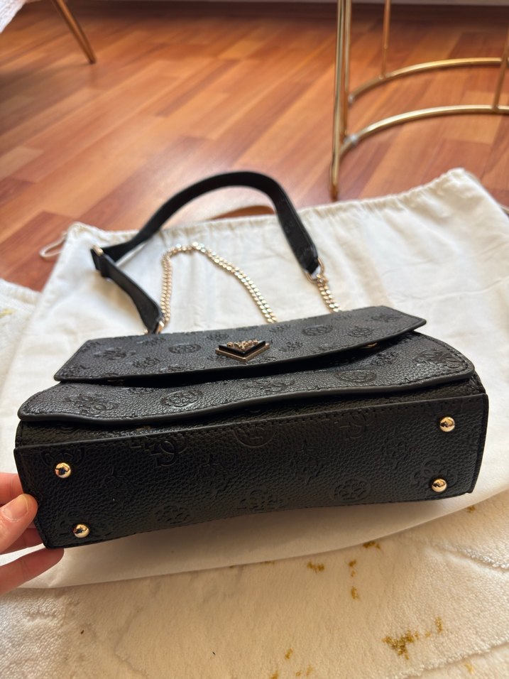 Zincir Detaylı Siyah Deri Kadın Çanta - Görsel 3