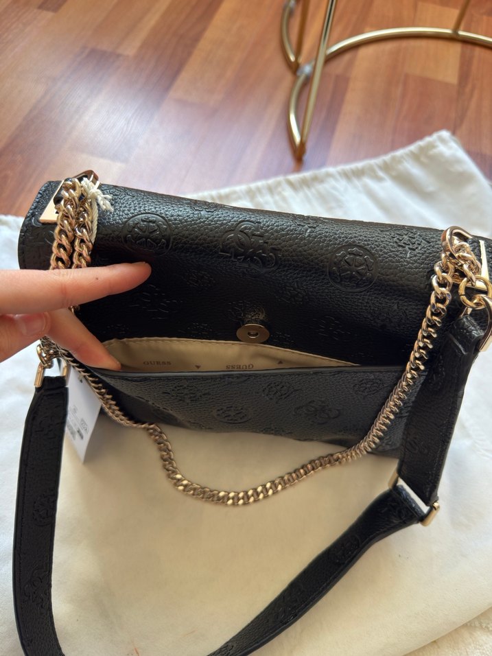 Zincir Detaylı Siyah Deri Kadın Çanta - Görsel 5