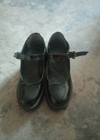 Kadın Siyah Rugan Platform Topuklu Ayakkabı - Görsel 5