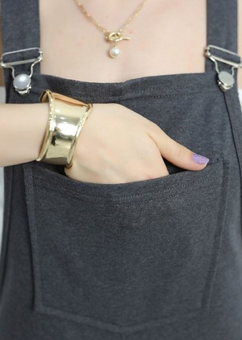 füme renk şortlu Salopet - Görsel 6