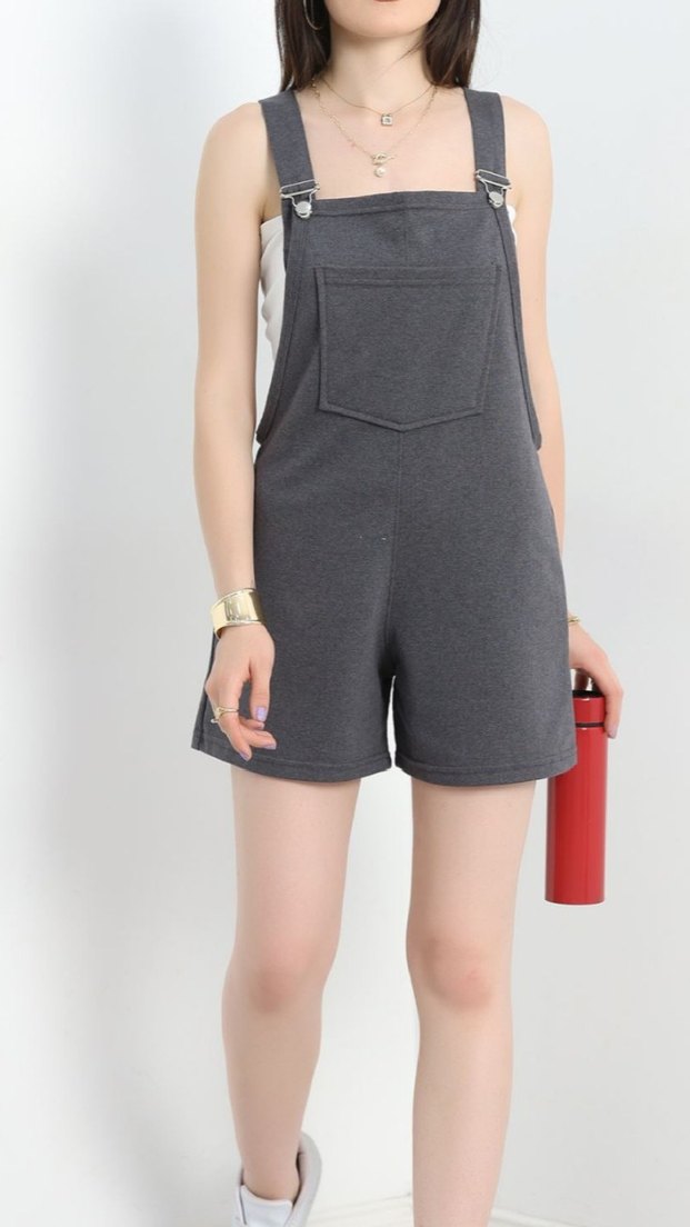 füme renk şortlu Salopet - Görsel 3