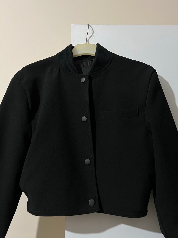 Düğmeli Siyah Midi Kadın Ceket - Görsel 5