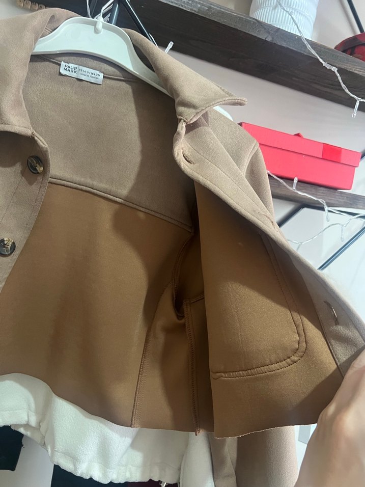 Bej Süet Mini Düğmeli Kadın Ceket - Görsel 3