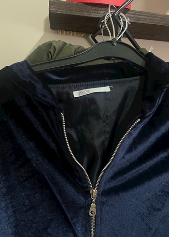 Nakışlı Fermuarlı Kadın Mavi Ceket - Görsel 5