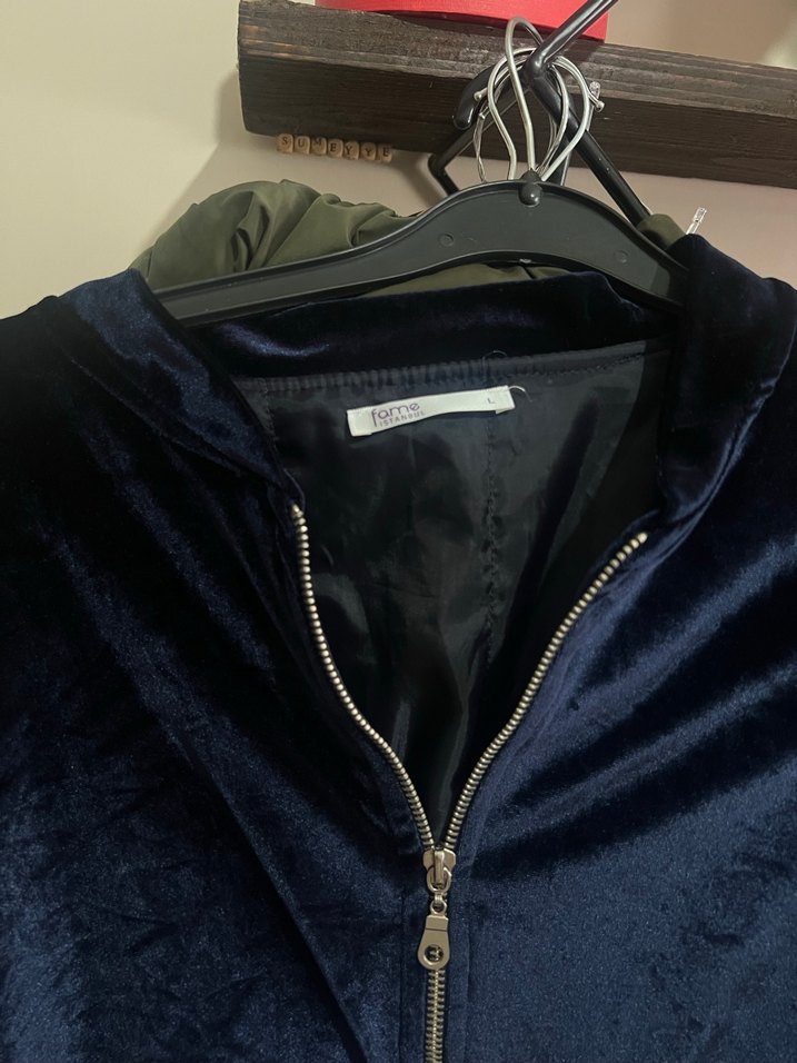 Nakışlı Fermuarlı Kadın Mavi Ceket - Görsel 5