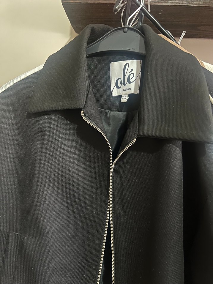 Siyah Fermuarlı Midi Kadın Ceket - Görsel 5