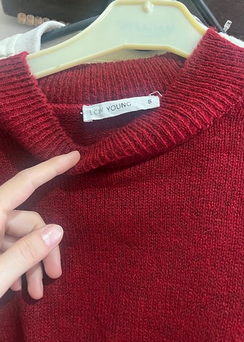 Bordo Yün Kadın Kazak, Bisiklet Yaka, İnce Kesim - Görsel 2