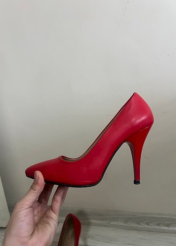 Kırmızı Stiletto Topuklu Kadın Ayakkabı - Görsel 3