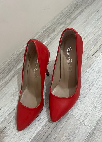 Kırmızı Stiletto Topuklu Kadın Ayakkabı - Görsel 6