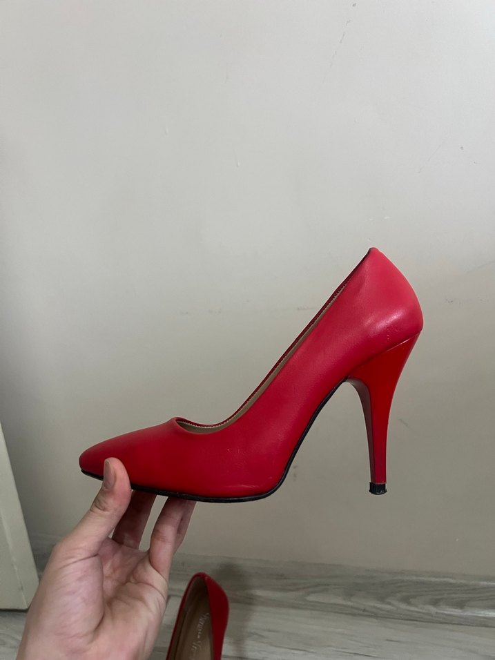 Kırmızı Stiletto Topuklu Kadın Ayakkabı - Görsel 3