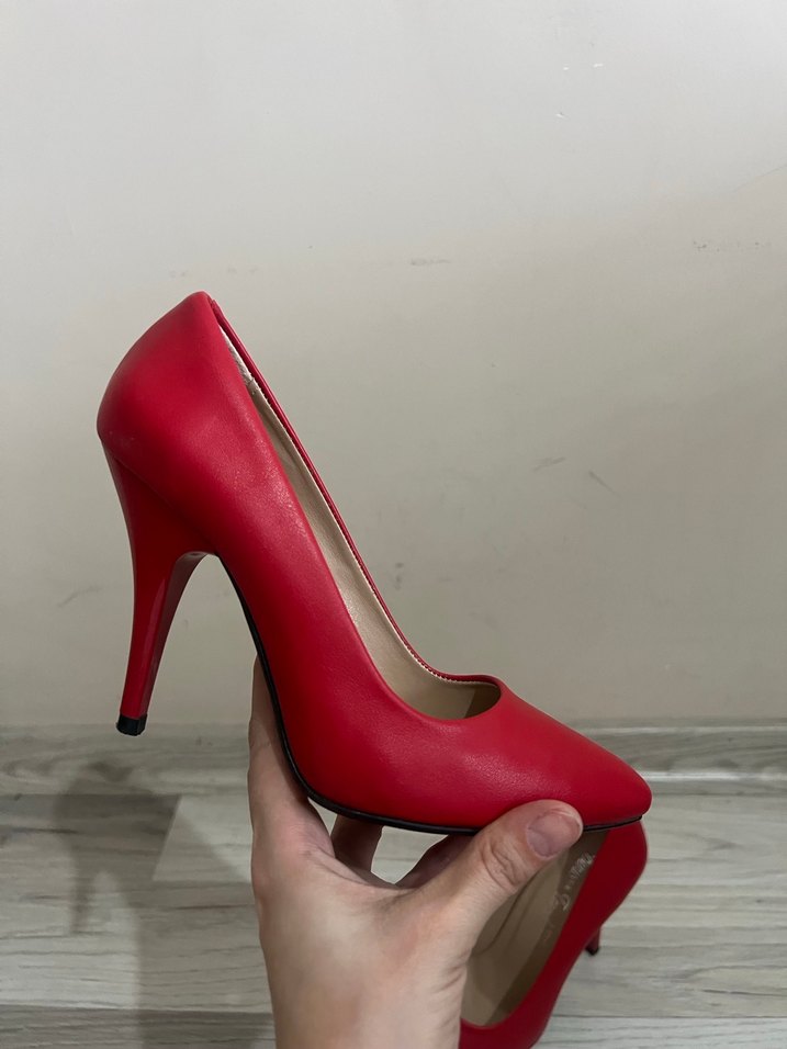 Kırmızı Stiletto Topuklu Kadın Ayakkabı - Görsel 4