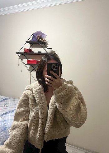 Bej Kapüşonlu Kürk Detaylı Kadın Ceket - Görsel 9