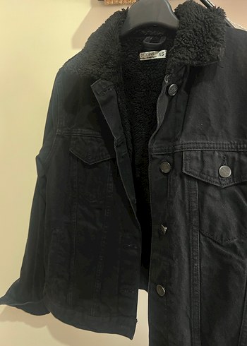 Siyah Kadın Denim Ceket, Salaş Kesim, Midi Boy - Görsel 3