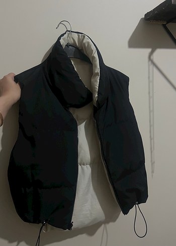 Beyaz Kadın Şişme Yelek Yüksek Yakalı - Görsel 6