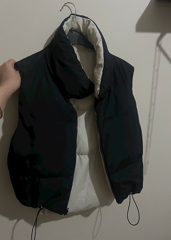 Beyaz Kadın Şişme Yelek Yüksek Yakalı - Görsel 8