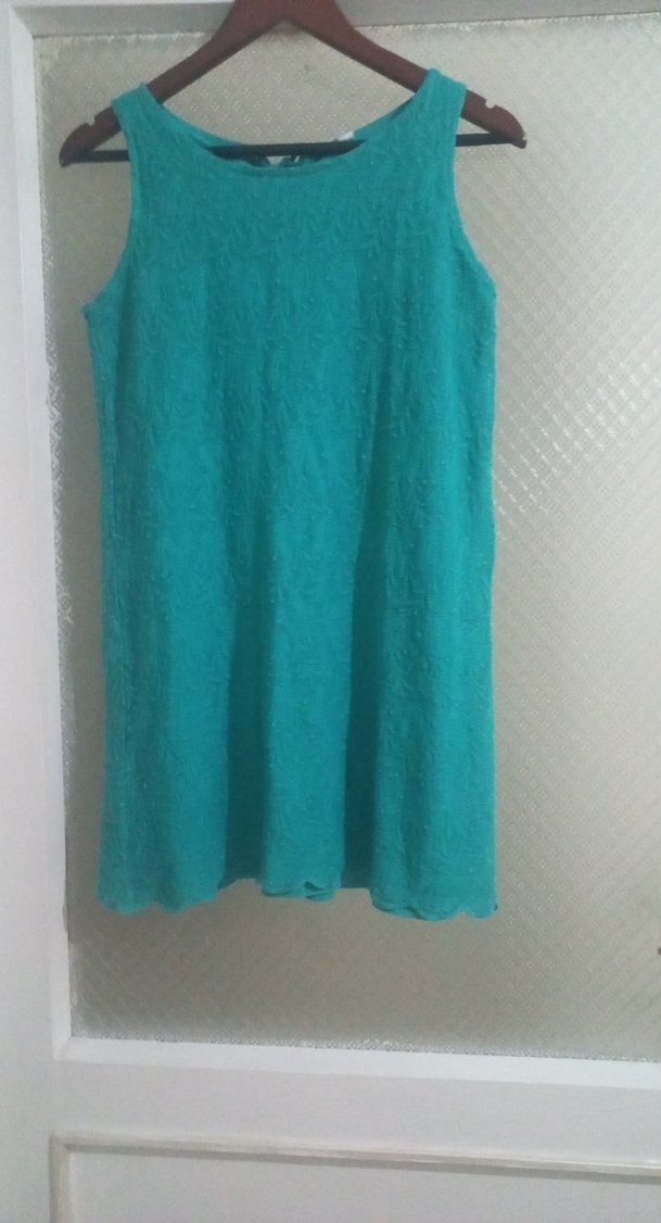 Turkuaz Kolsuz Triko Midi Elbise - Görsel 3