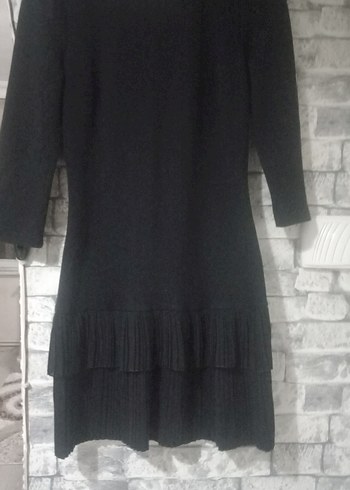 Siyah Piliseli Midi Ofis Elbisesi - Görsel 2