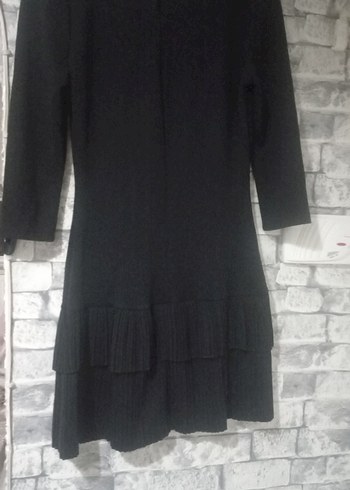 Siyah Piliseli Midi Ofis Elbisesi - Görsel 3