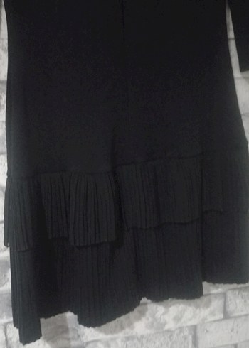 Siyah Piliseli Midi Ofis Elbisesi - Görsel 5