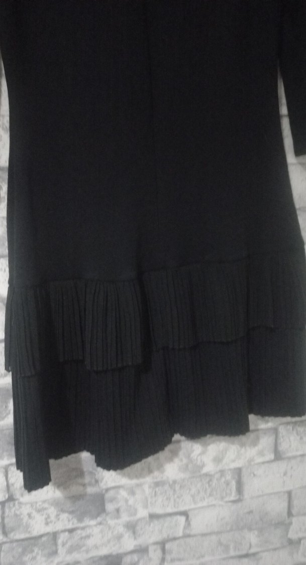 Siyah Piliseli Midi Ofis Elbisesi - Görsel 5