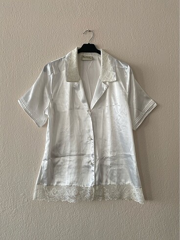 Pierre Cardin s beden/ beyaz / saten / dantelli pijama takımı