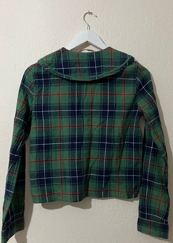 Zara Nakışlı Yakalı Düğmeli Yeşil Kadın Gömlek - Görsel 5