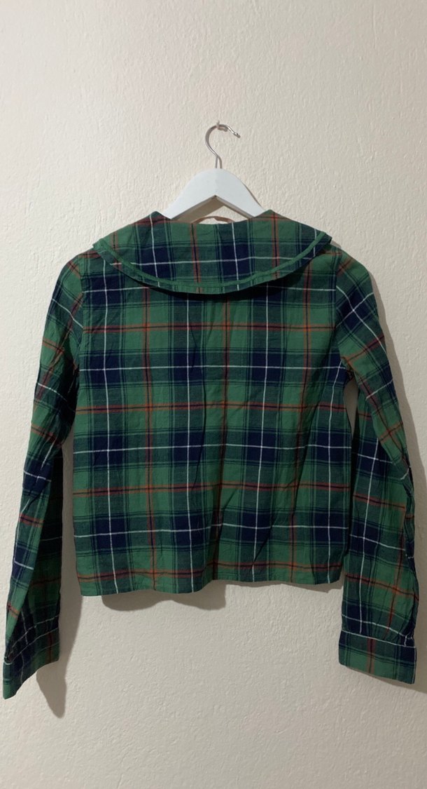 Zara Nakışlı Yakalı Düğmeli Yeşil Kadın Gömlek - Görsel 5