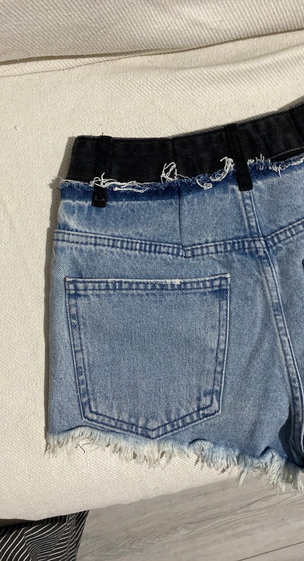 Düşük Bel Püsküllü Mini Kot Şort - Görsel 5