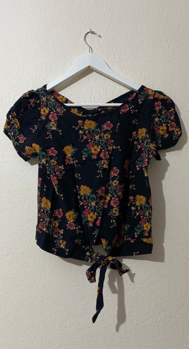 Streetbox Çiçek Desenli V Yaka Bohem Kısa Kollu Bluz - Görsel 3