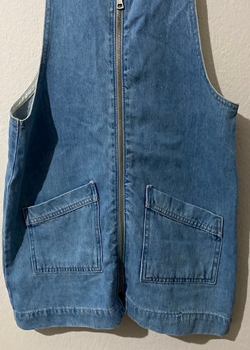 Mavi Denim Fermuarlı Kısa Salopet - Görsel 2