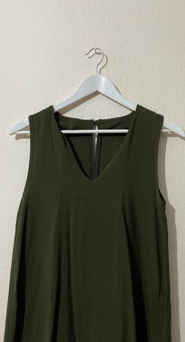 Addax Kadın Kolsuz V Yakalı Midi Elbise - Görsel 2