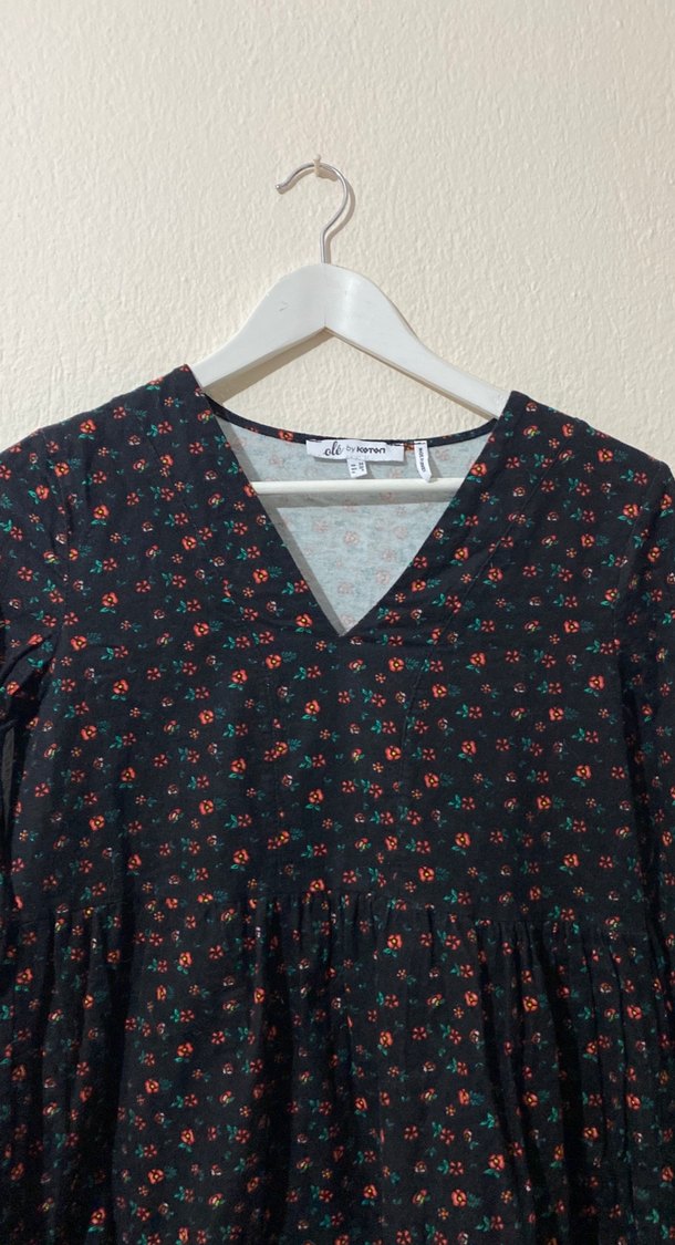 Koton Çiçek Desenli Bohem Uzun Kollu Midi Elbise - Görsel 2