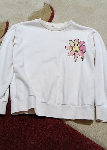 Beyaz Baskılı kız çocuk Sweatshirt