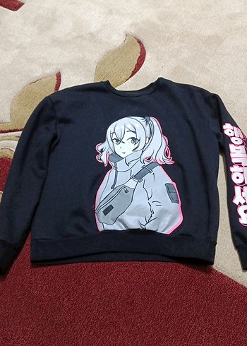 Kadın Gri Baskılı Oversize Sweatshirt