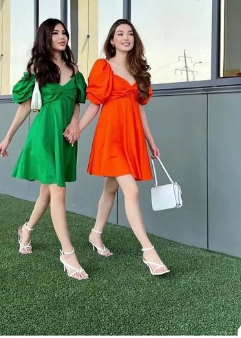 Yeşil Mini Straplez Sokak Stili Elbise